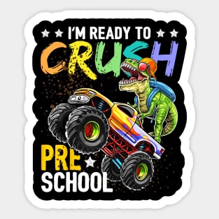 Crush Preschool Dinosaur Monster Truck Back to School Sticker